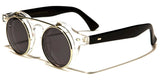 Cool Flip Up Round Clear Circle Lens Retro Steampunk Luxury Sunglasses
