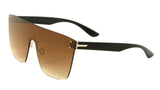 Rimless Flat Top Oversized Mono Shield One Piece Lens Sunglasses