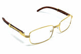 Apprentice Slim Rectangular Metal & Faux Wood Luxury Sunglasses