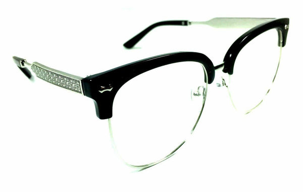 Horn Rimmed Square Luxury Sunglasses w/ Clear Lenses
