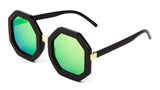 Thick Bold Oversized Frame Octagon John Lennon Luxury Sunglasses w/ Flat Lenses
