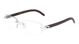 Dapper Rimless Rectangular Metal & Faux Wood Eyeglasses / Clear Lens Sunglasses - Frames