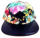 E-Flag Multicolor Faux Black Stingray Leather 5 Panel Strapback Hat