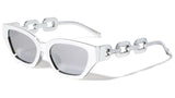 Womens Slim Cat Eye Gold Cuban Link Retro Sunglasses