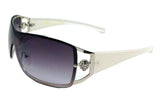 Kleo Greek Key Lion Head Medallion Wrap Around Shield Sunglasses