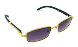 Apprentice Slim Rectangular Metal & Faux Wood Luxury Sunglasses