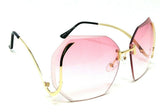 Womens Oversized Rimless Beveled Geometric Square Luxury Sunglasses