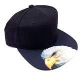Black Sublimated Print Bill Strapback Hat