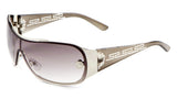Kleo Greek Key Oversized Wrap Around One Piece Shield Lens Luxury Sunglasses