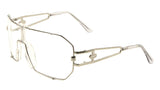 Hustler Oversized Wrap Around Shield Aviator One Piece Lens Sunglasses w/ Clear Lenses