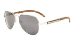 Maverick Metal & Faux Wood Aviator Luxury Sunglasses