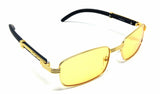 Apprentice Slim Rectangular Metal & Faux Wood Luxury Sunglasses
