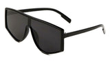 Flat Top Shield One Piece Lens Wrap Around Sunglasses
