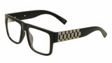 Watch Band Link Chain Square Luxury Sunglasses w/ Clear Lenses