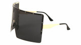 Flat Top XL Large Oversized One Piece Mono Lens Shield Wrap Around Sunglasses