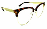 Horn Rimmed Square Luxury Sunglasses w/ Clear Lenses