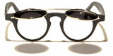 Flip Up Round Metal & Faux Wood Frame Steampunk Sunglasses