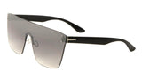 Rimless Flat Top Oversized Mono Shield One Piece Lens Sunglasses