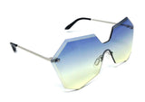 Rimless Oversized Laser Cut Futuristic One Piece Shield Lens Luxury Sunglasses
