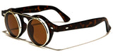 Cool Flip Up Round Clear Circle Lens Retro Steampunk Luxury Sunglasses