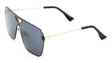 Oversized Rimless Square Flat Top One Piece Shield Lens Aviator Sunglasses