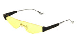 Cyber Futuristic Slim Rimless Shield One Piece Mono Lens Retro Sunglasses