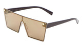 Art Deco Flat Top Shield One Piece Floating Lens Sunglasses