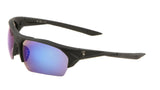 Khan Soft Rubber Semi Rimless Wrap Around Sport Sunglasses