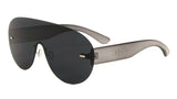Aspen Rimless Oversized Shield Mono One Piece Lens Futuristic Sunglasses