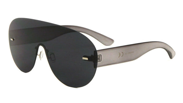 Aspen Rimless Oversized Shield Mono One Piece Lens Futuristic Sunglasses