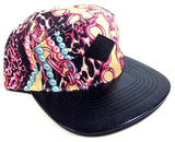 E-Flag Multicolor Faux Black Stingray Leather 5 Panel Strapback Hat