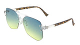 Wynwood Oversized Rimless Square Geometric Luxury Aviator Sunglasses