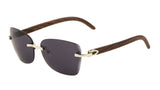 Debutante Womens Rimless Metal & Faux Wood Square Luxury Sunglasses
