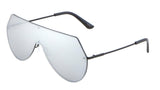 Oversized Rimless Flat Top One Piece Shield Lens Aviator Sunglasses