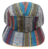 Tribal Native American Mixed Prints Fabric 5 Panel Strapback Camper Hat