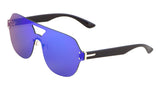 Rimless Oversized Flat Top One Piece Shield Lens Aviator Sunglasses