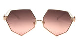 Geometric Oversized Pearl Nose Pad Clown Hand Hinge Aviator Sunglasses