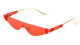 Cyber Futuristic Slim Rimless Shield One Piece Mono Lens Retro Sunglasses
