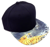 Black Sublimated Print Bill Strapback Hat