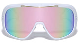Futuristic Oversized Shield One Piece Lens Wrap Around Sport Sunglasses
