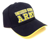 United States Army Black & Yellow Text Logo Adjustable Hat