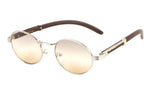 Scholar Luxury Oval Metal & Faux Wood Sunglasses