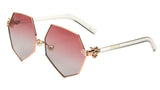 Geometric Oversized Pearl Nose Pad Clown Hand Hinge Aviator Sunglasses