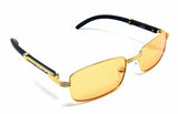 Apprentice Slim Rectangular Metal & Faux Wood Luxury Sunglasses