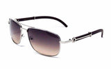 Associate Metal & Faux Wood Square Aviator Luxury Sunglasses