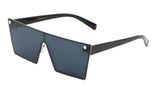 Art Deco Flat Top Shield One Piece Floating Lens Sunglasses