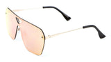Oversized Rimless Square Flat Top One Piece Shield Lens Aviator Sunglasses