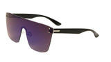 Rimless Flat Top Oversized Mono Shield One Piece Lens Sunglasses