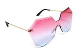 Rimless Oversized Laser Cut Futuristic One Piece Shield Lens Luxury Sunglasses