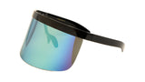 Half Rim Flat Top Oversized XXL Mono Shield Futuristic Wrap Face Visor Sunglasses